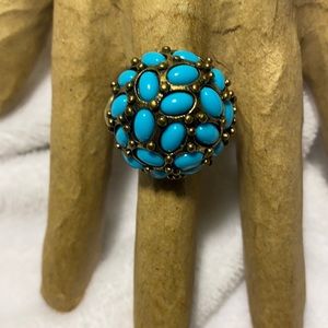 Unique turquoise dome stretch statement ring size 6+